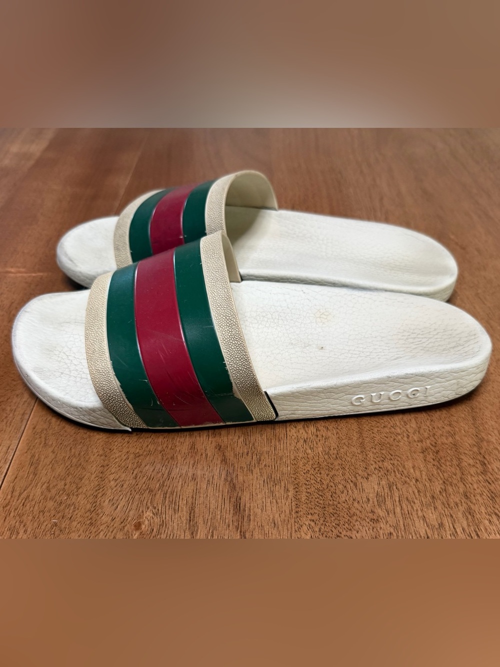 Gucci - Sherry Line Rubber Sandals | White, Red & Green | Men’s Size 10.5